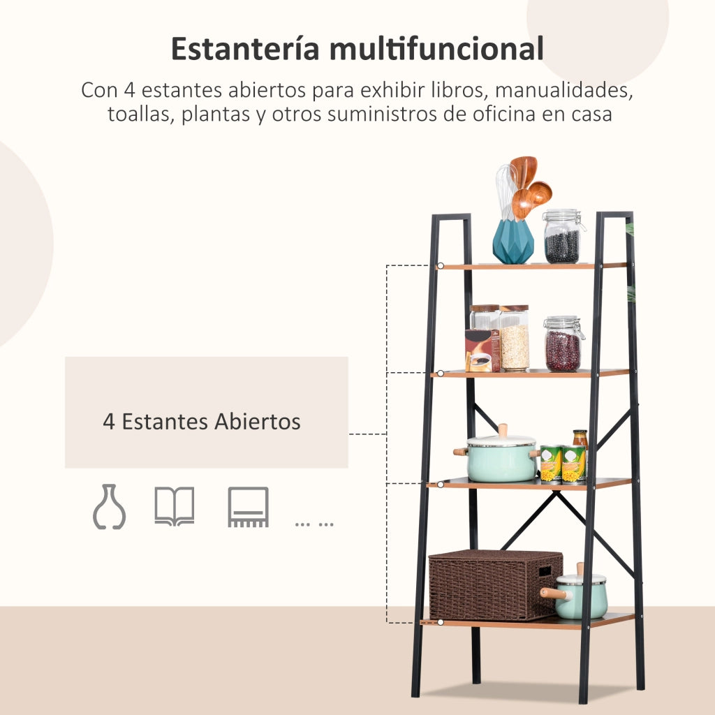 Libreria Scaffale Industriale con 4 Ripiani ¨C zephmum ¨C Marrone 60x35x145 cm
