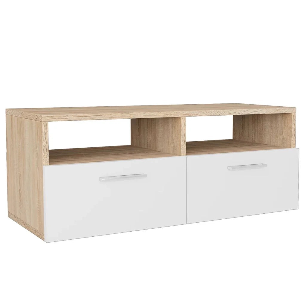 Pratico mobile porta TV/credenza di design in rovere da 95 cm e truciolato bianco 2502019/2