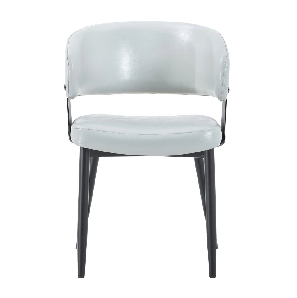 Sedia da pranzo 96x59.5x40 cm con schienale ergonomico e braccioli in similpelle grigia