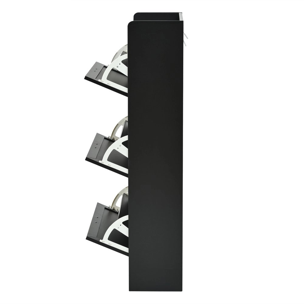 Scarpiera Alta con 6 Ripiani ¨C MINIMAL ¨C Nero, MDF e Truciolato, 70x24x120 cm