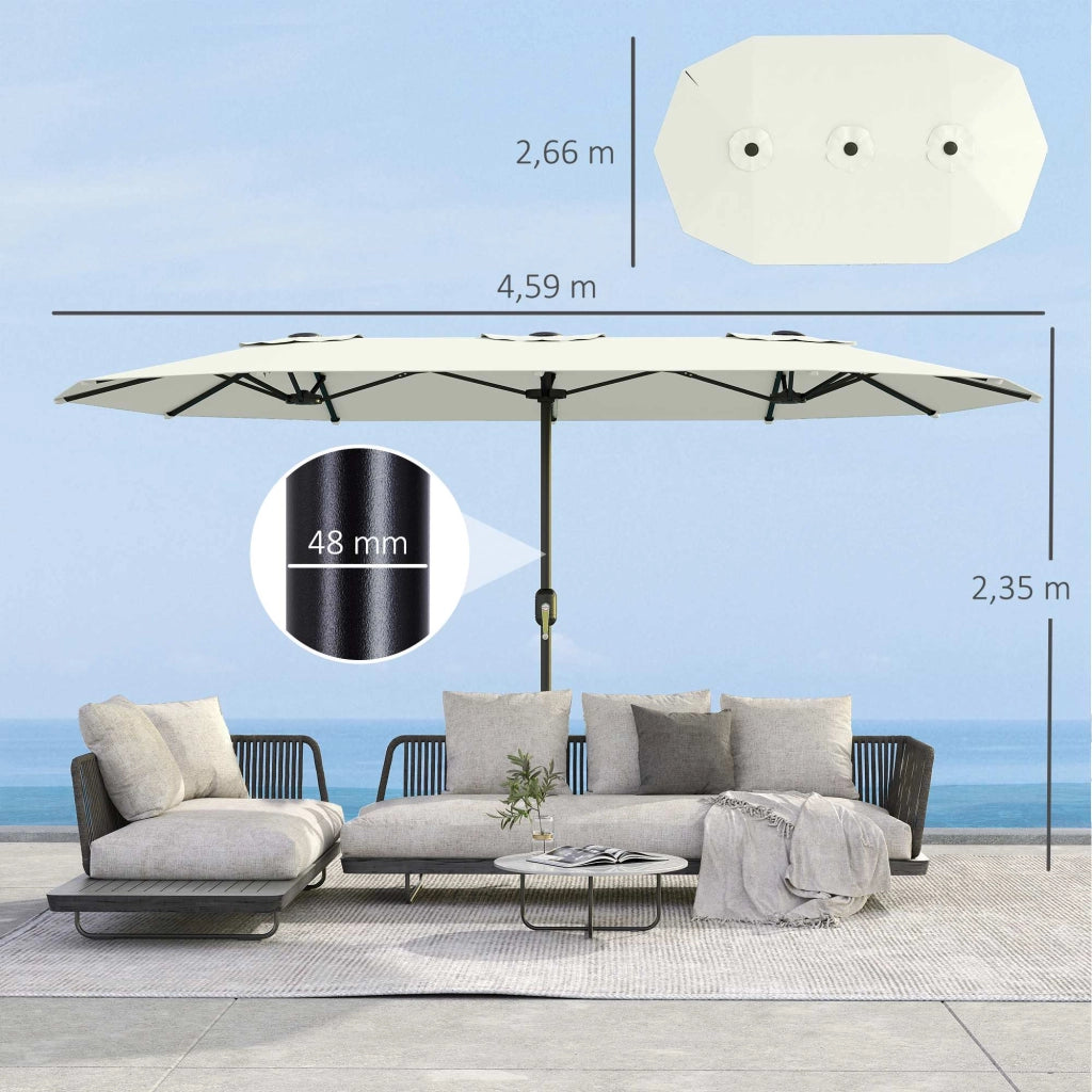 Ombrellone Doppio da Giardino ¨C Xylo ¨C 4,6x2,6 m Bianco Crema UV50+