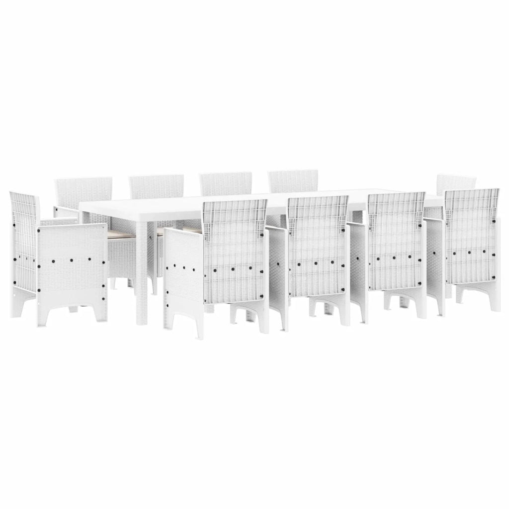 Set da Pranzo per Giardino 11 pcs Bianco Polipropilene