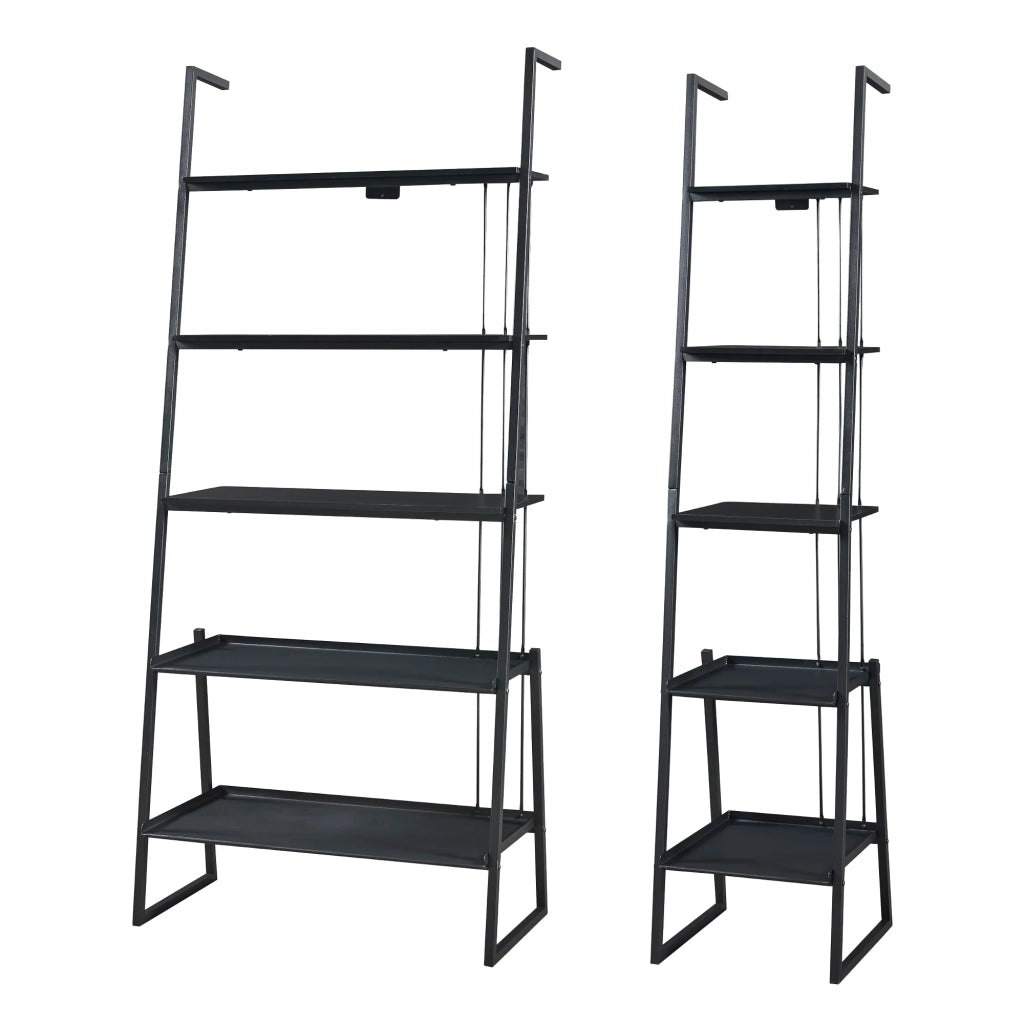 Set di 2 mobili con 2 ripiani e scalette di diverse larghezze colore nero 03_0009362