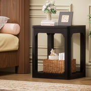 Set di 2 tavolini multiuso a 2 ripiani in MDF nero