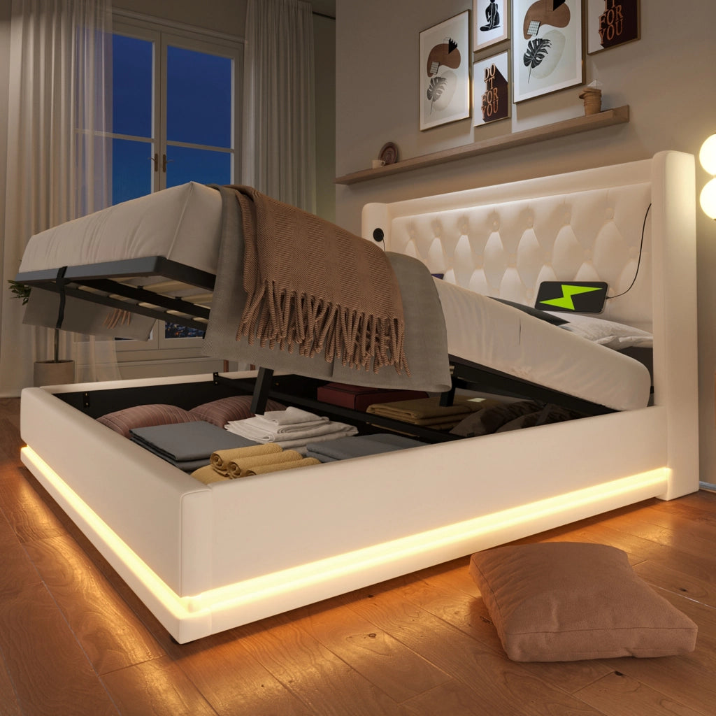 letto imbottito pu bianco 140 x 200 cm