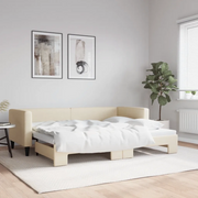 Divano Letto con Letto Estraibile Crema 80x200 cm Tessuto 3196577