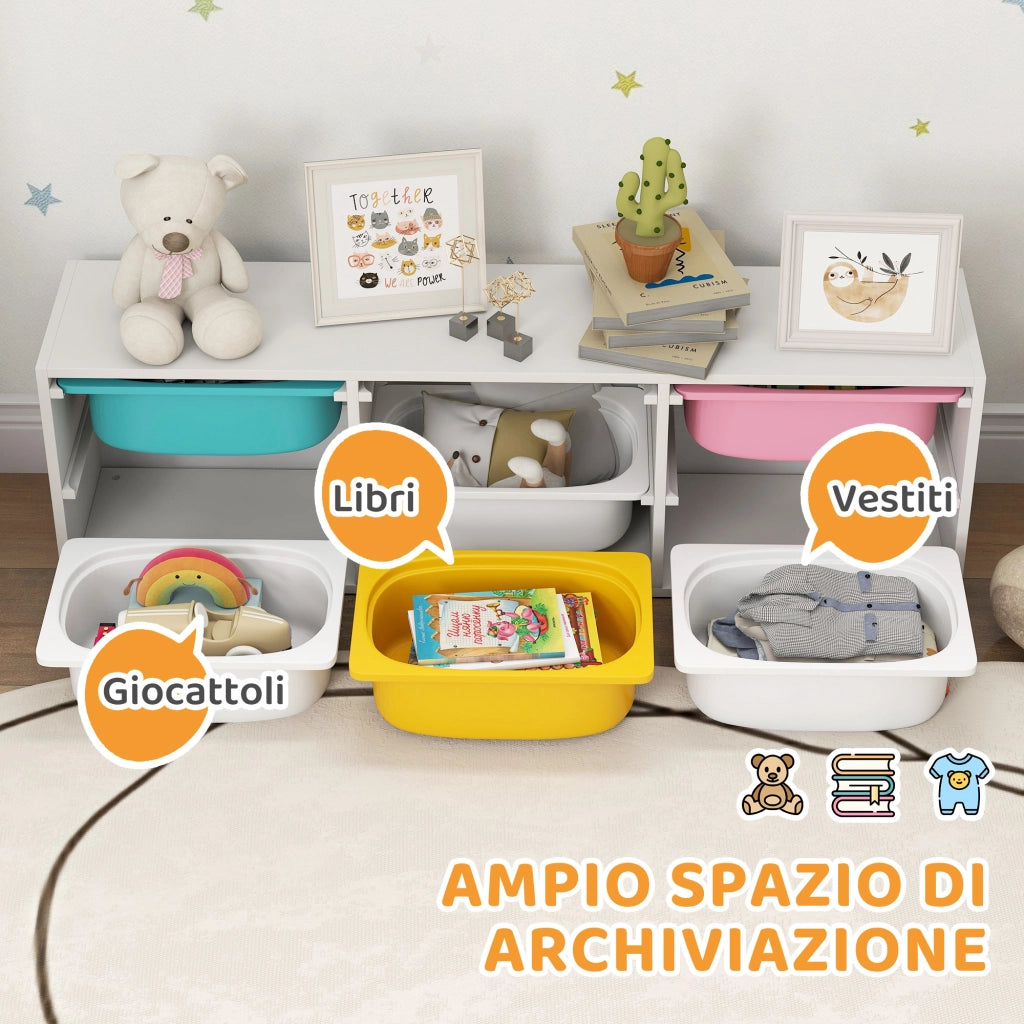 Libreria per Bambini con 6 Contenitori ¨C zephmum ¨C Legno, Multicolore, 80x30x40 cm