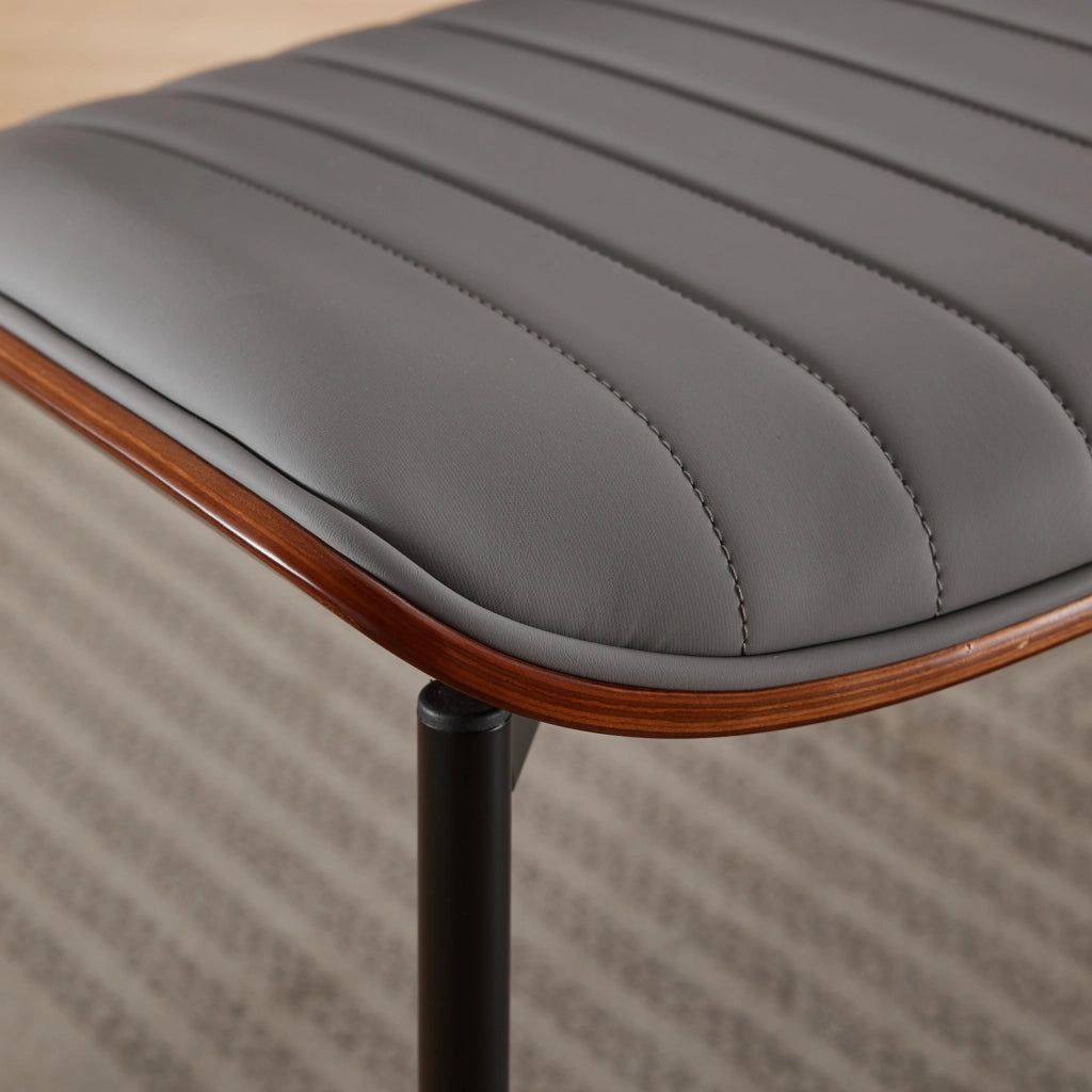Sedia da pranzo 71.0x53.0x30.0 cm con schienale ergonomico in legno curvato e PU grigio