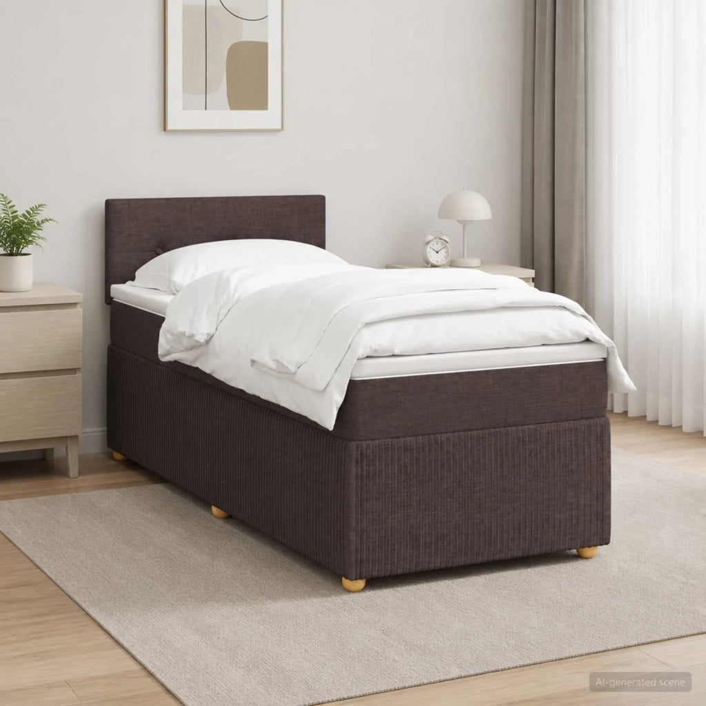 Letto box spring con materasso Marrone Scuro 90 x 200 cm 3452844