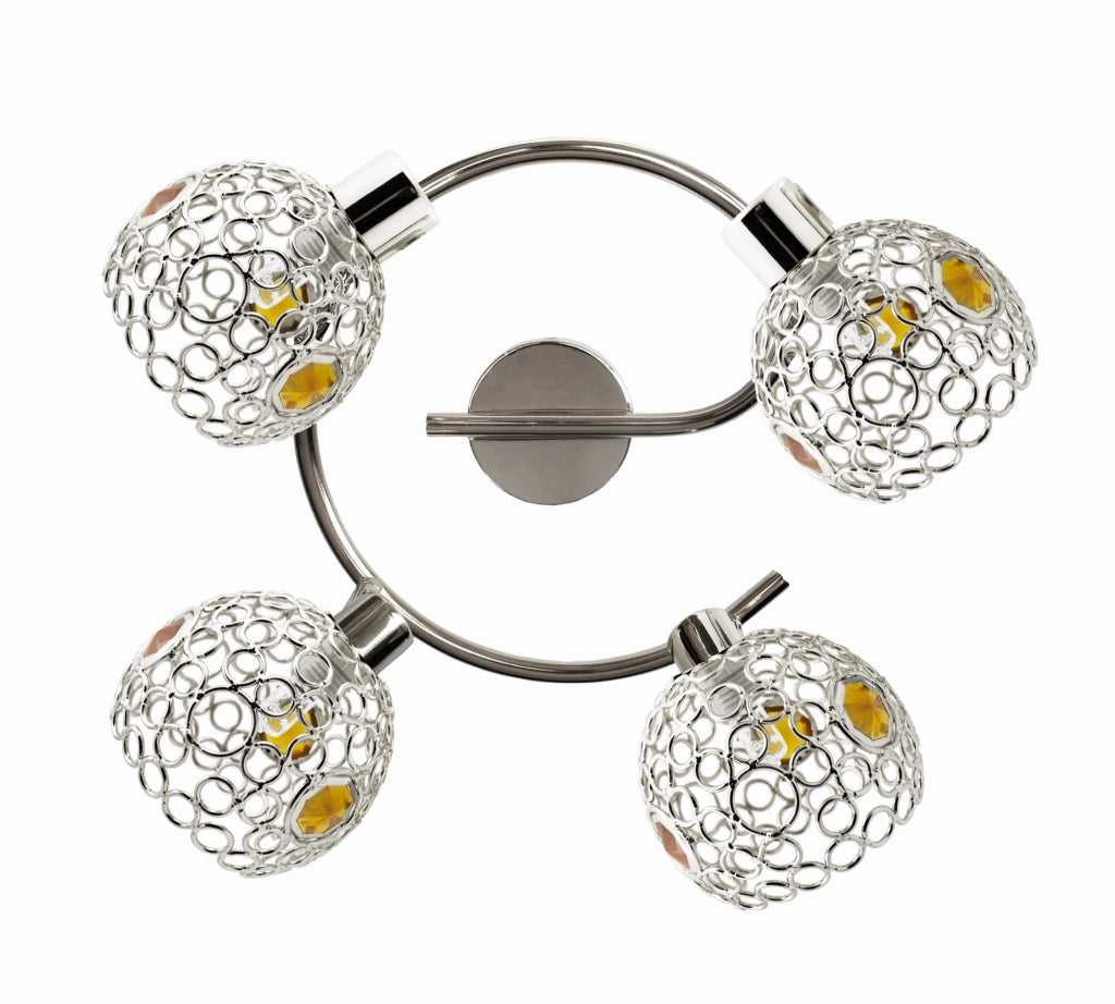 Plafoniera Candellux Aron 4xG9 cromo gialla metallo cristallo
