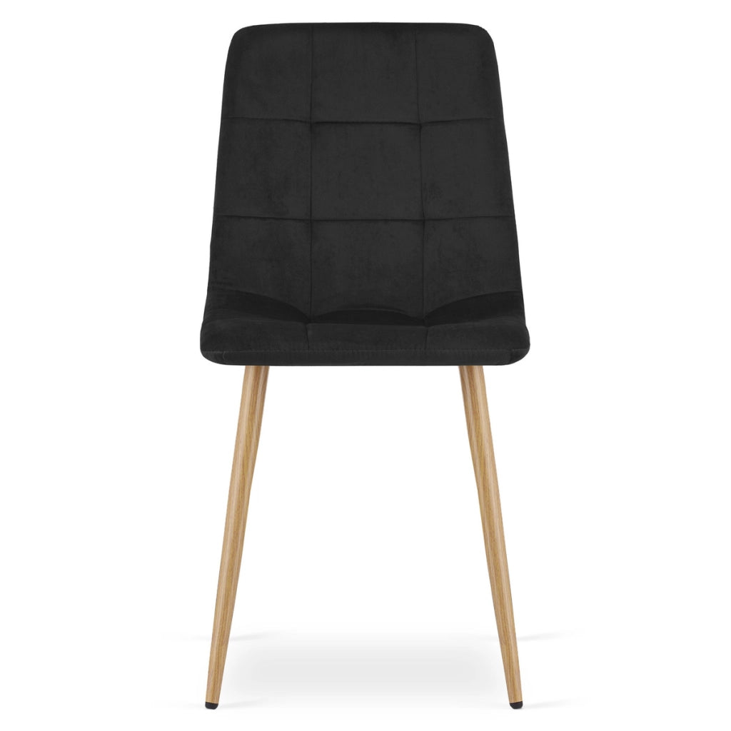 Set di 2 sedie Kara in velluto nero e gambe effetto legno