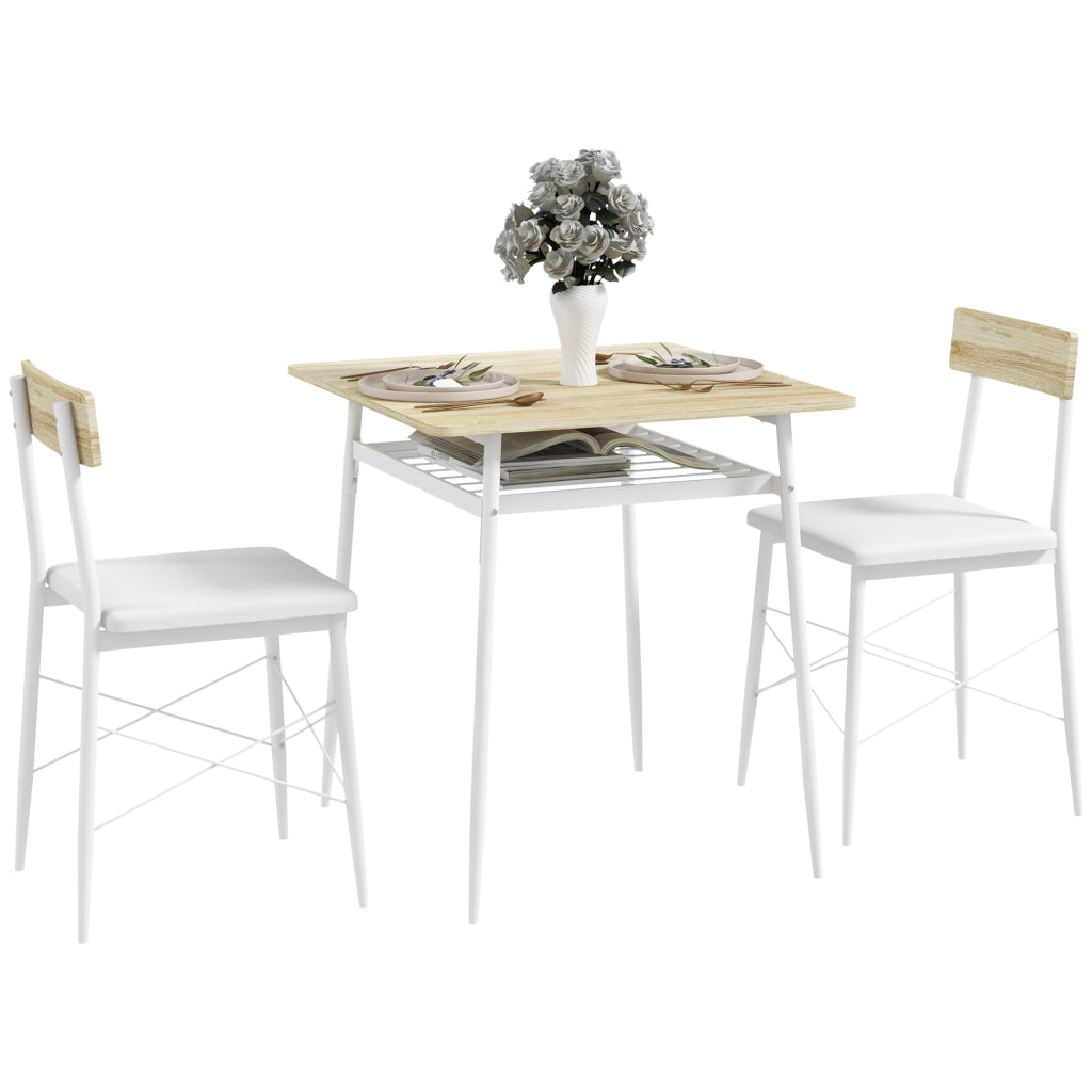 Tavolo da pranzo allungabile con 2 sedie ¨C zephmum ¨C bianco rovere