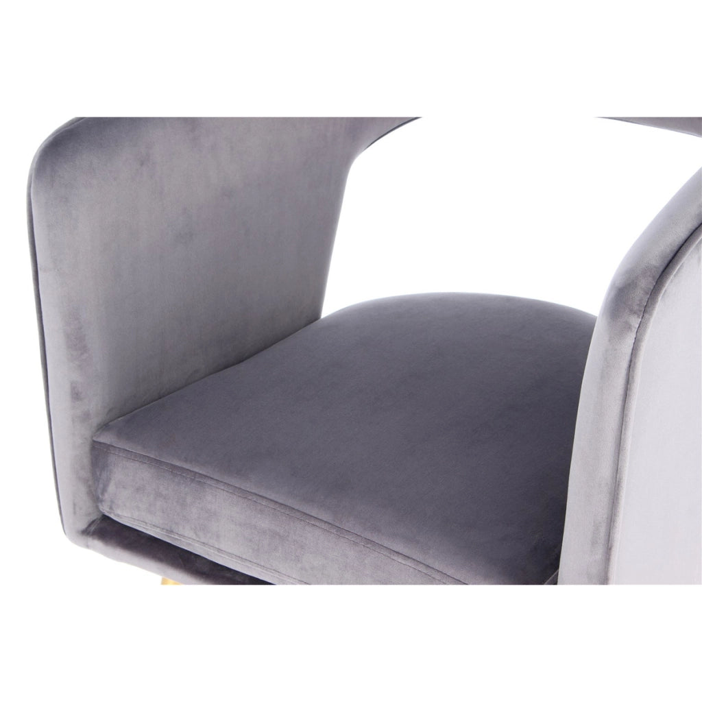 Poltroncina imbottita Jolene in velluto grigio e oro