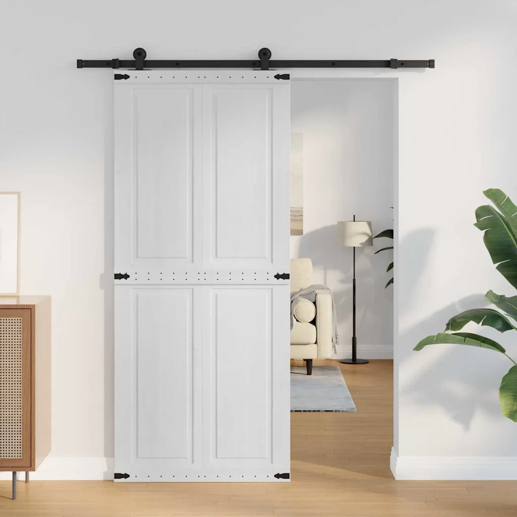 Porta del fienile Corona 90 x 210 cm Legno Massello di Pino