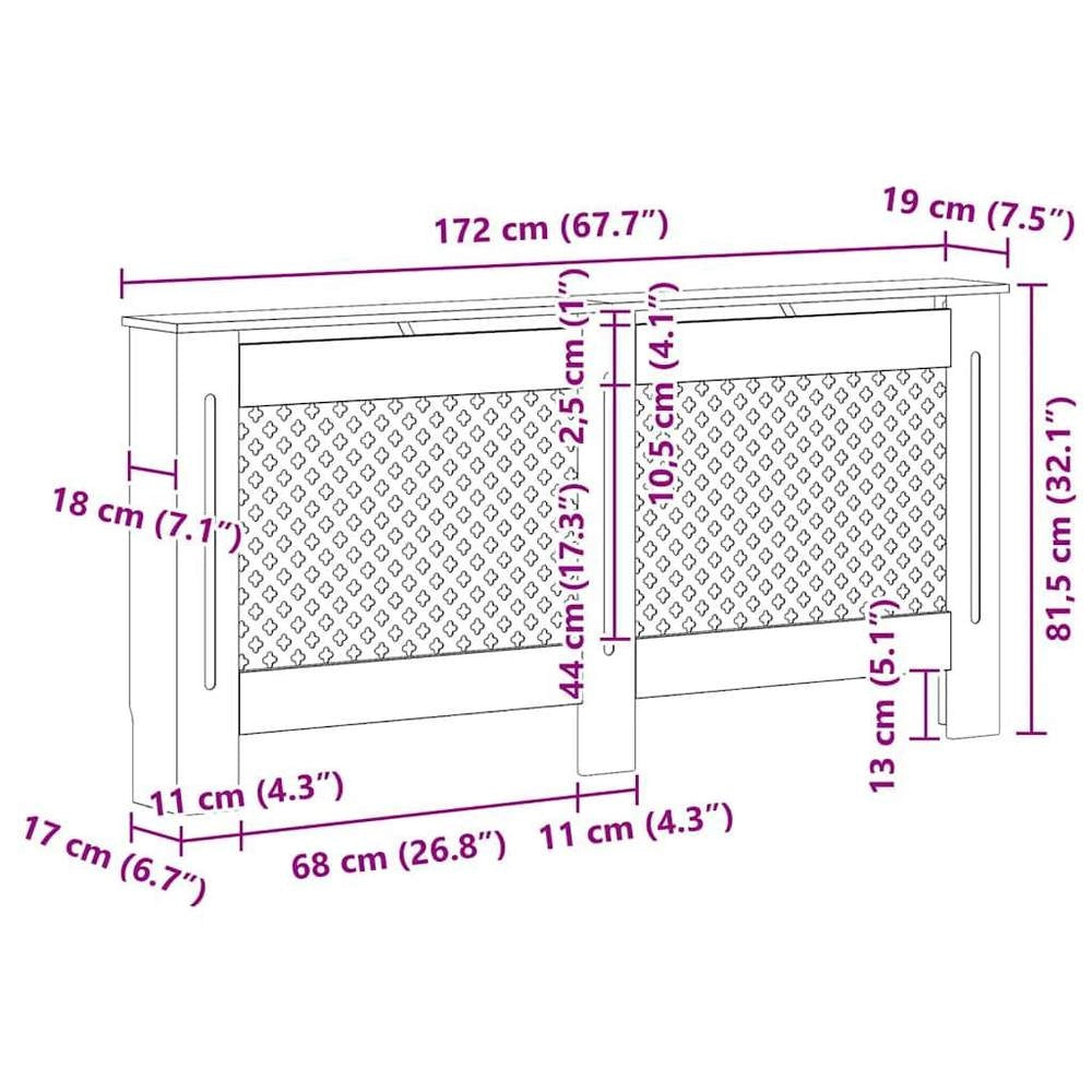 Radiator Cover, White, 172x19x81.5 Cm, MDF