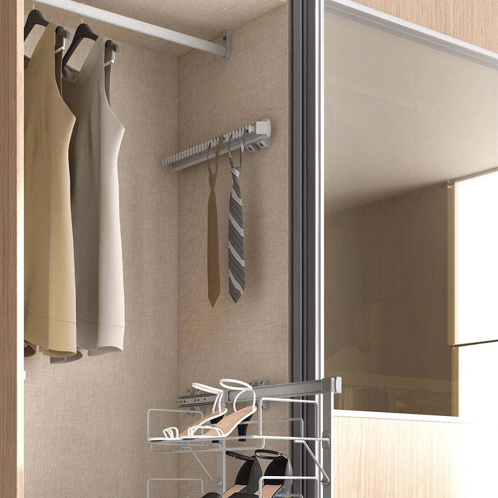 Porta Cravatte Laterale Estraibile Keeper Anodizzato Opaco Tecnoplastica e Alluminio Emuca