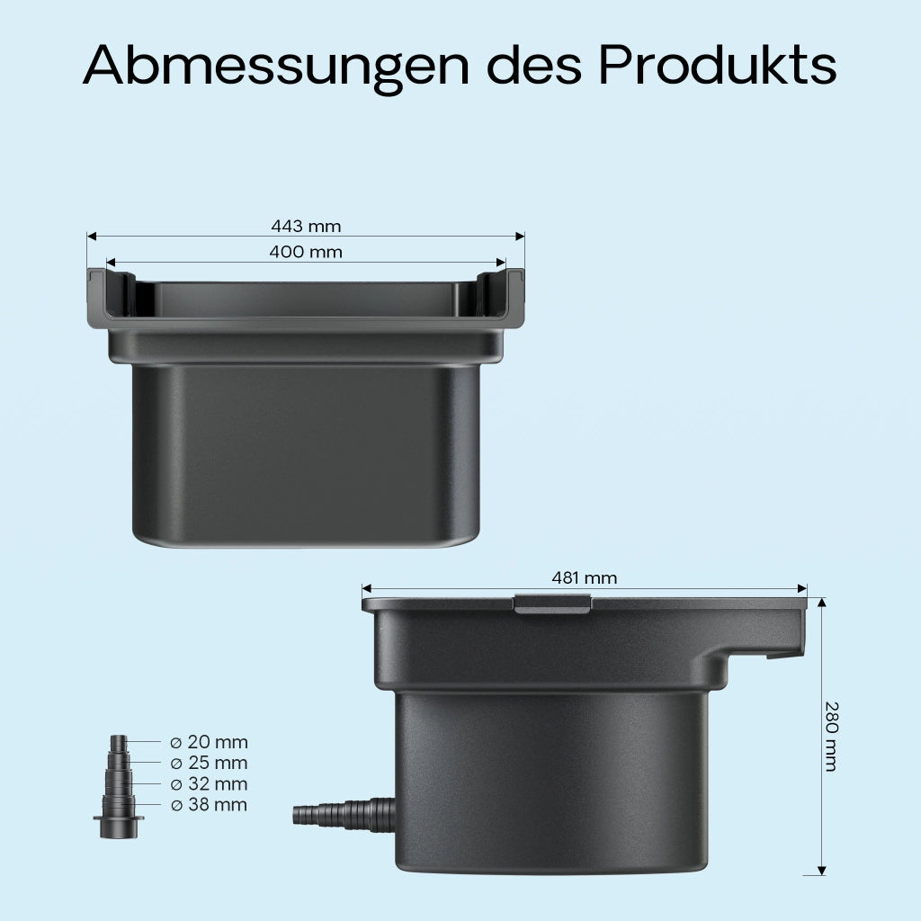 CWF-400 Cascata laghetto con sistema filtrante integrato, 14000 l/h, vasca con larghezza di uscita 400 mm, per giochi d'acqua da giardino