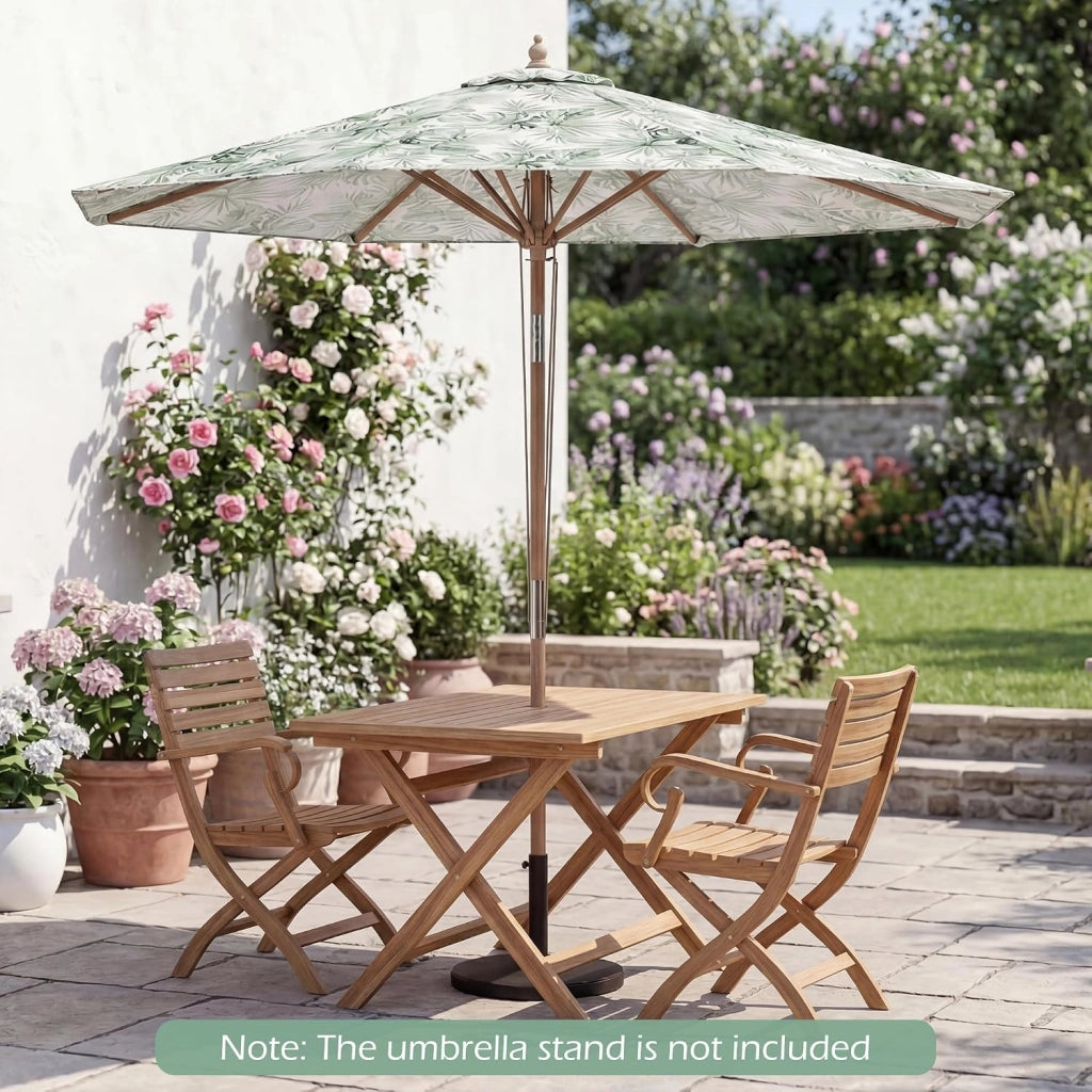 270 cm Ombrellone Terrazza Esterna Ombrellone Rotondo con Bastone in Legno Massello, Ombrellone da Giardino Inclinabile a 30° con 8 Aste, Parte Superiore Ventilata, per Balcone, Spiaggia