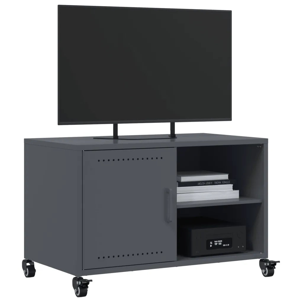 Mobile TV Antracite 68x39x43,5 cm in Acciaio Laminato a Freddo
