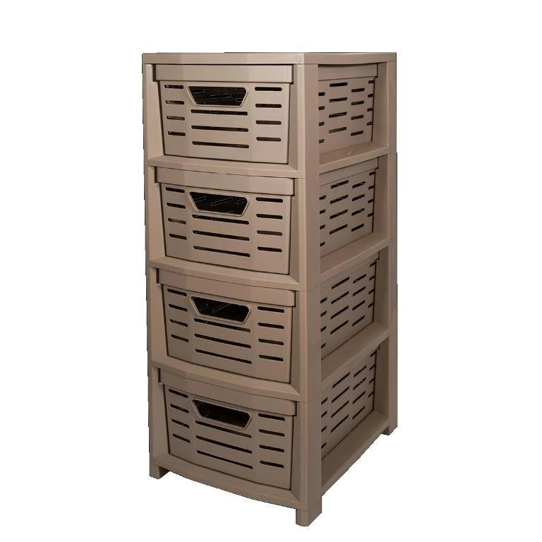 Cassettiera Multiuso in Plastica Uniko 4 Cassetti Tortora 36,5 × 28,5 × 67,5 cm