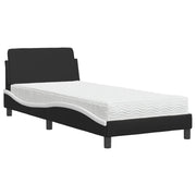 Letto singolo | Letto per adulti | Letto con Materasso Dover Nero e Bianco 80x200 cm in Similpelle