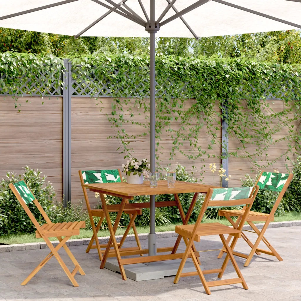 Set Pranzo da Giardino 5 pz Foglie in Tessuto e Legno Massello 3281788