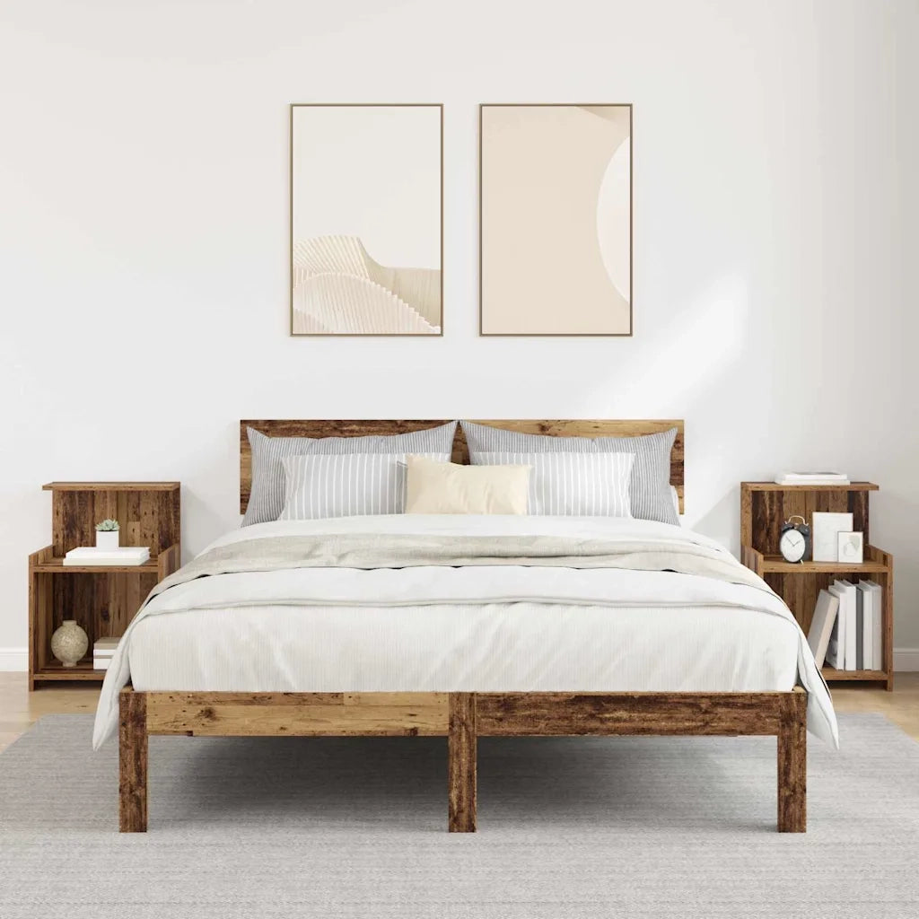 Set di 2 Comodini | Armadio da Notte | Mobiletto da notte Legno vecchio 40 x 35 x 60 cm