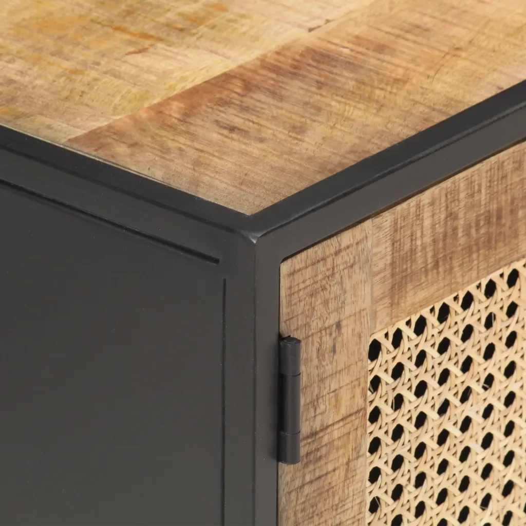 Mobile Porta TV 120x30x40 cm in Legno di Mango Grezzo e Canna cod mxl 64069