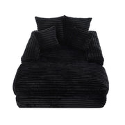 Chaise longue con 4 cuscini sfoderabili e design ergonomico - in velluto a coste - nero