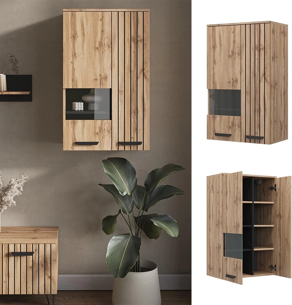 Armadio a muro Amber, Marrone, 60.2 cm con 2 porte, con vano portaoggetti per spazio aggiuntivo