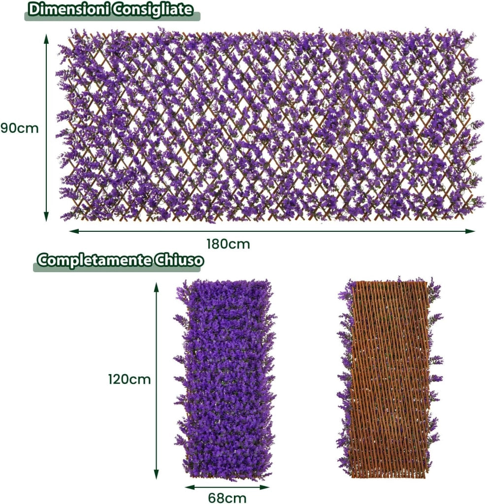 Pianta Finta da Esterno ed Interno, Pianta Artificiale per Decorazione Festa e Matrimonio da Salotto, Balcone e Giardino, Siepe Artificiale ed Estensibile (Vimini di eucalipto viola)