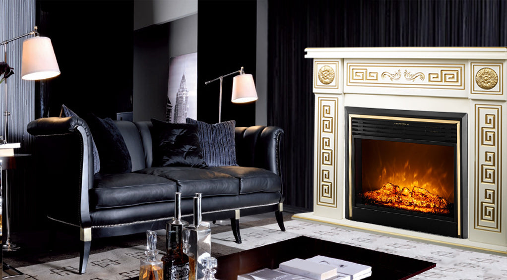 Camino Elettrico da Pavimento 101x140x33 cm Effetto Fiamma 1950W Versailles maxi & Richi Avorio