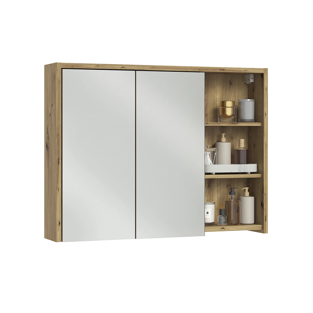 Specchio contenitore bagno Viola Cachemire/Rovere artigianale 100 x 75 cm Vicco
