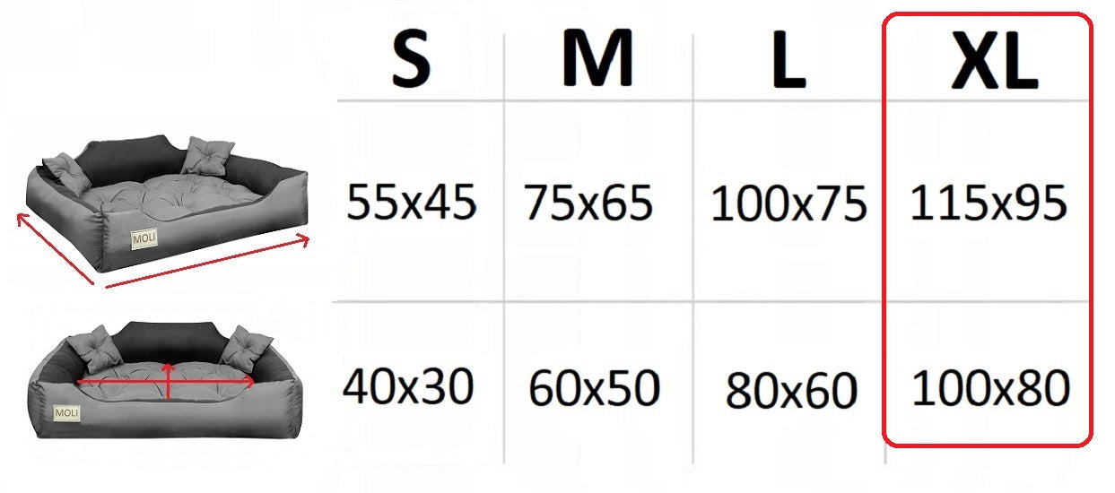 AIO FACTORY Letto per cani 115x95 cm personalizzato grigio cuscino impermeabile