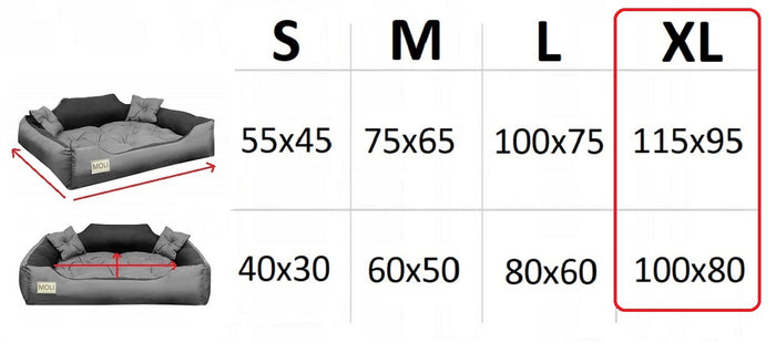 AIO FACTORY Letto per cani 115x95 cm personalizzato grigio cuscino impermeabile