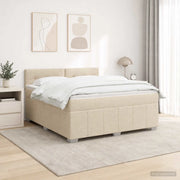 Letto Box Spring LED con Materasso Crema 160 x 200 cm Tessuto 3455645