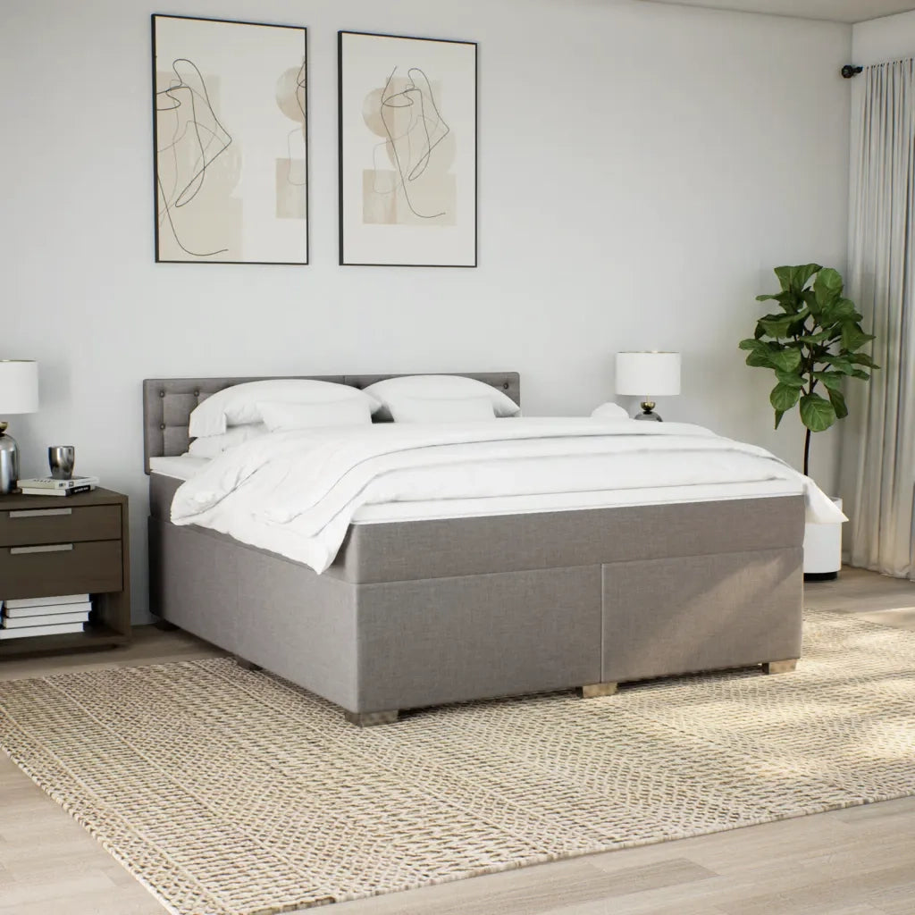 vidaXL Giroletto a Molle con Materasso Tortora 180x200 cm in Tessuto
