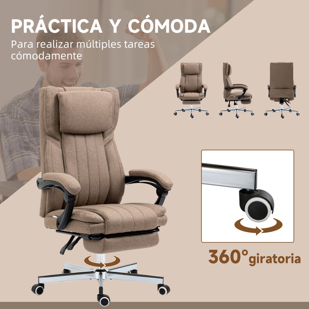 Sedia da Ufficio Massaggiante Reclinabile e Girevole ¨C Zephmum ¨C Marrone 65x61x108-118 cm