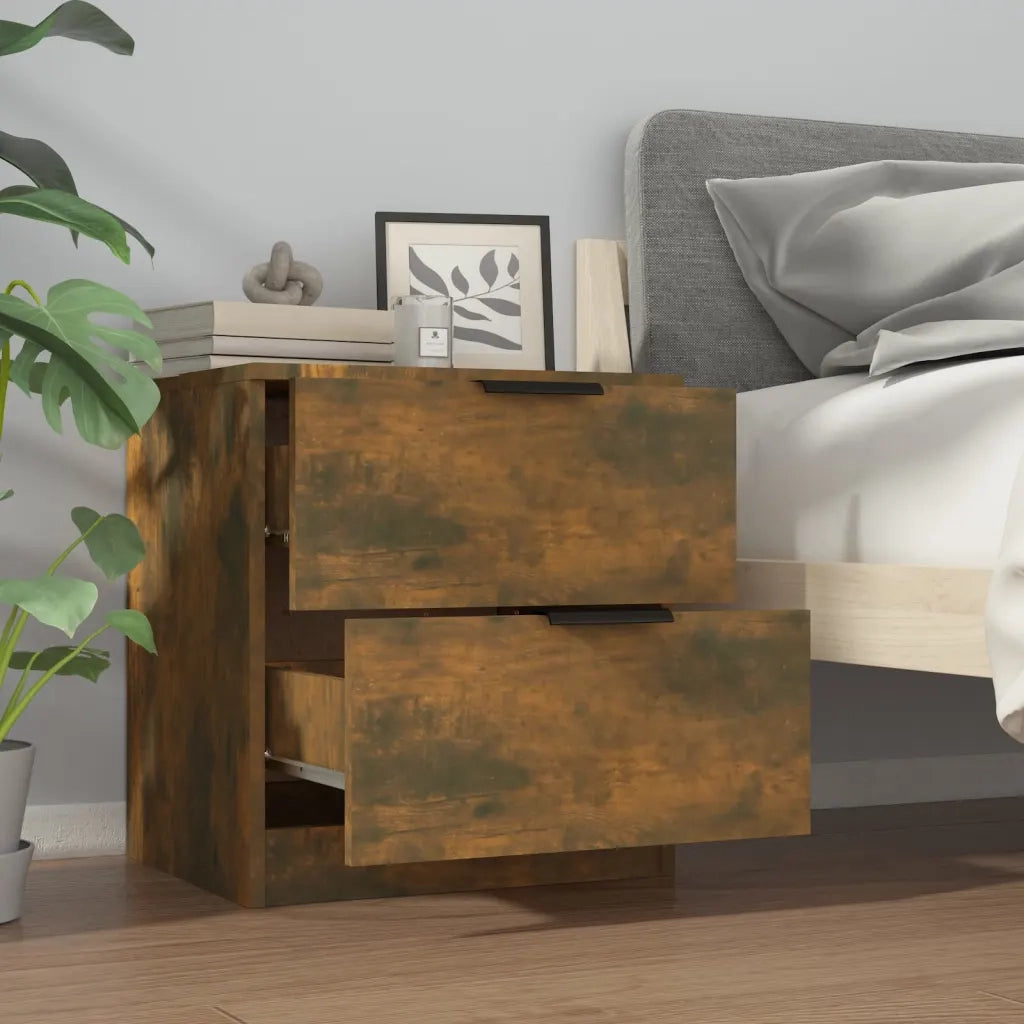 Comodini 2 pz Rovere Fumo in Legno Multistrato 817034