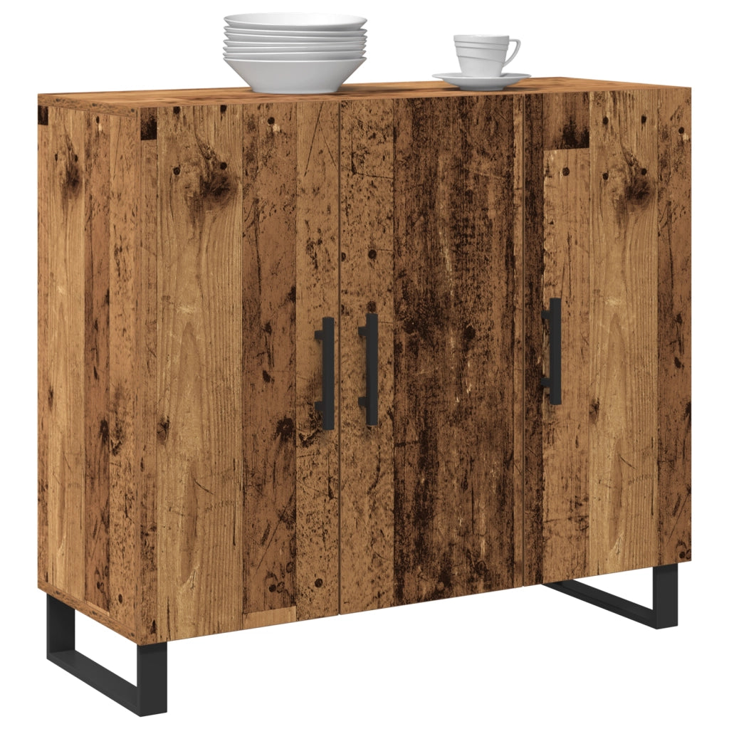 Mobile con 3 Ante in Legno Vecchio 90x34x80 cm in Legno Ingegnerizzato