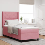 Letto con Rete a Molle e Materasso Rosa 90x200 cm Velluto
