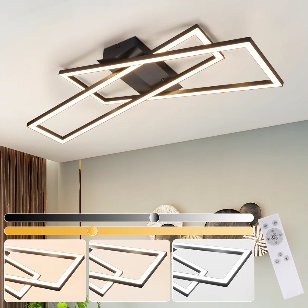 ZMH Lampada da soffitto LED 36W nera quadrata design moderno dimmerabile per cucina corridoio