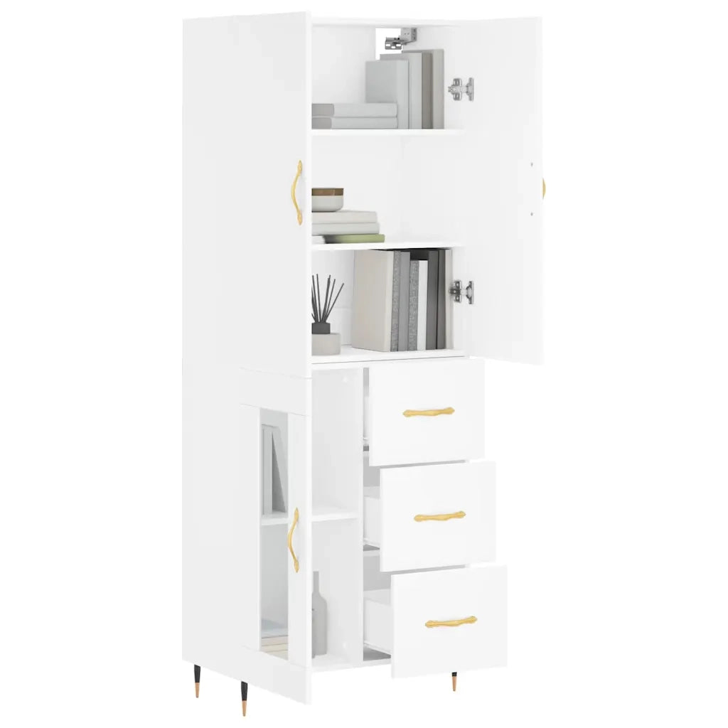 Credenza | Madia | Buffet da pranzo | Armadio da pranzo Bianca 69,5x34x180 cm in Legno Multistrato