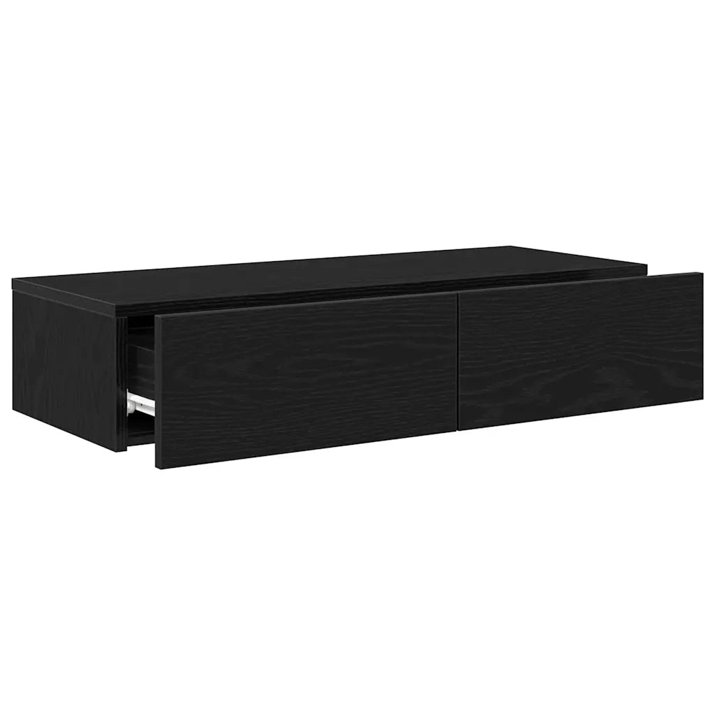Scaffale a Parete con Cassetti Nero 80x33x17 cm in Truciolato 859978