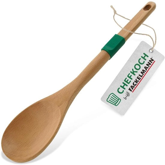 Spazzola in legno di betulla duraturo, multifunzionale per mescolare e cucinare, ergonomico, con anello antiscivolo, 31,6 x 6,2 cm