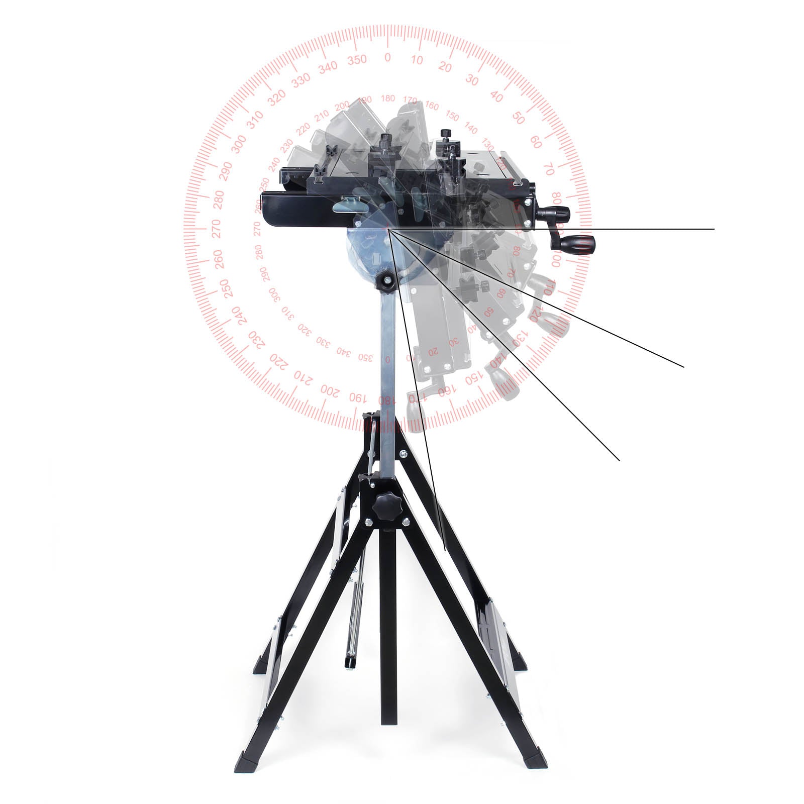 Banco da lavoro portatile e pieghevole max 100 kg altezza e inclinazione regolabili 77-107cm