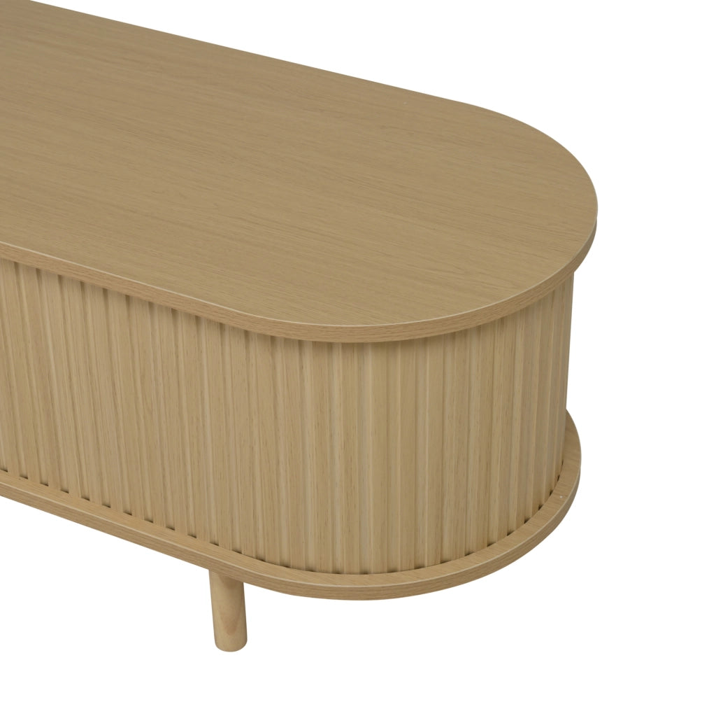 Mobile TV 180x40x40 cm con ante scorrevoli e cassetto in MDF naturale