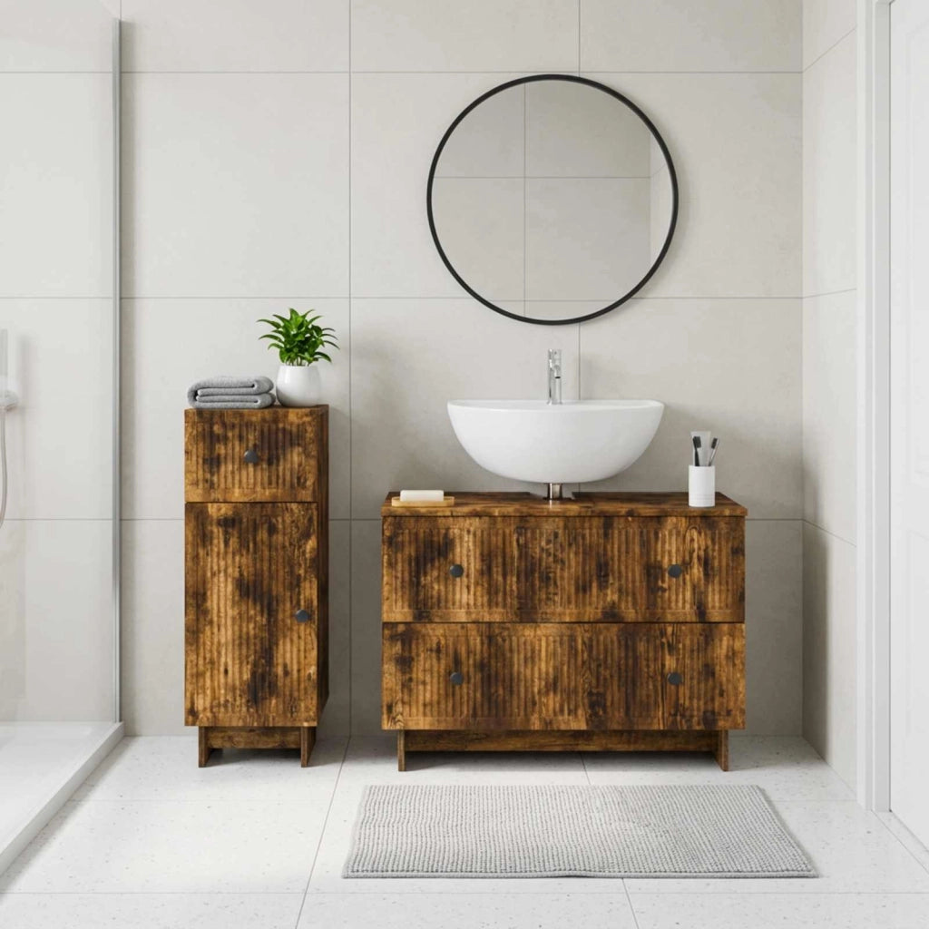Set di Armadi da Bagno da 2 Pezzi EDE Rovere Fumo 3417662