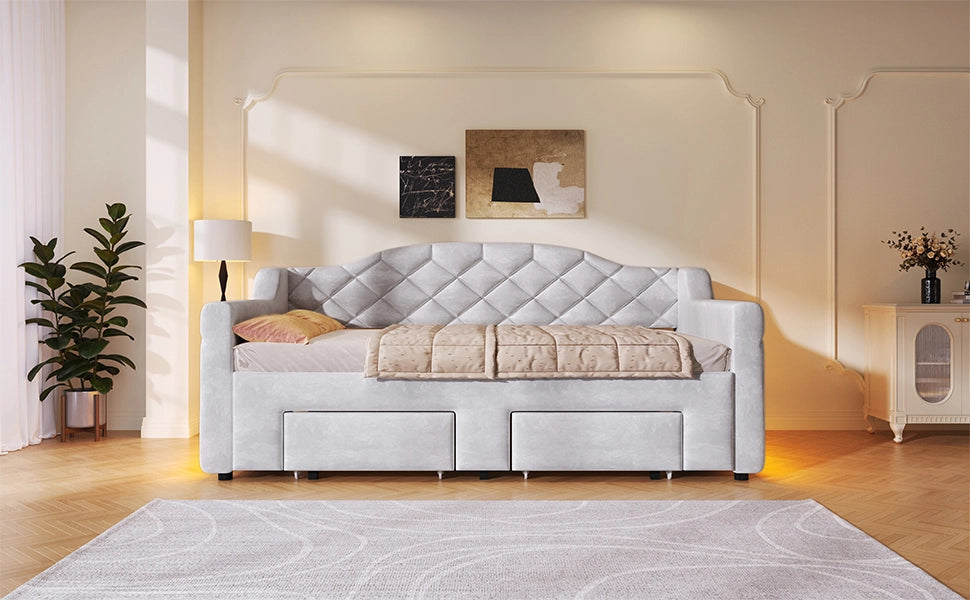 letto giornaliero imbottito grigio 90x200 cm