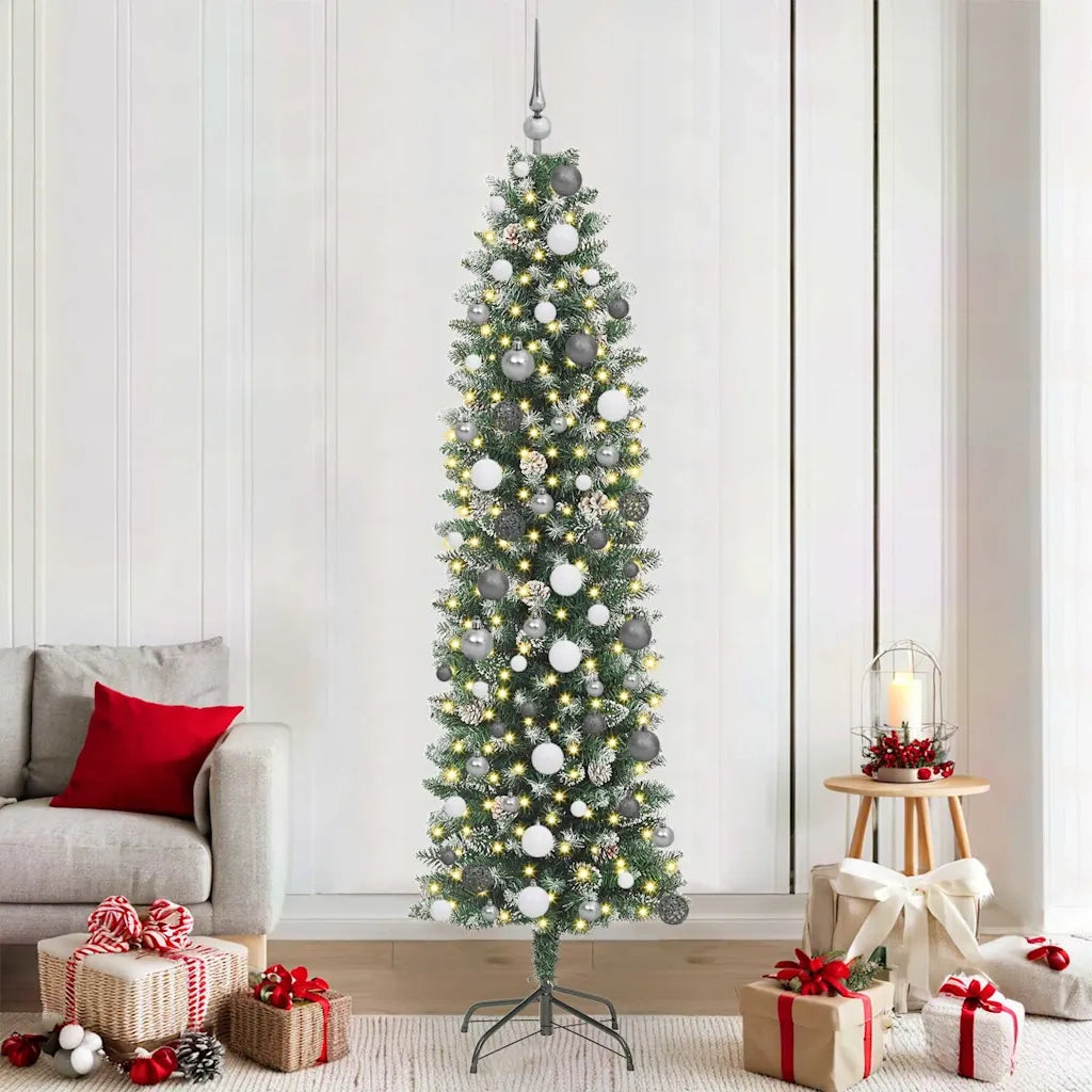 vidaXL Albero di Natale Artificiale Sottile Verde 210 cm